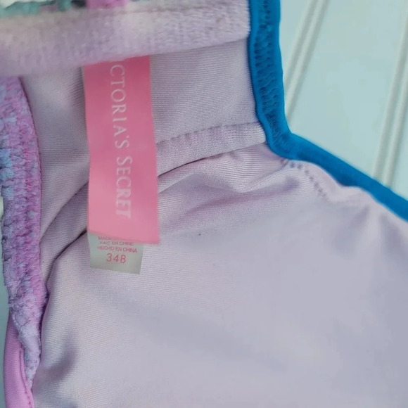 Victoria's Secret Lilac Purple Blue Lace String Bikini Swim Top Triangle 34B - Picture 3 of 12